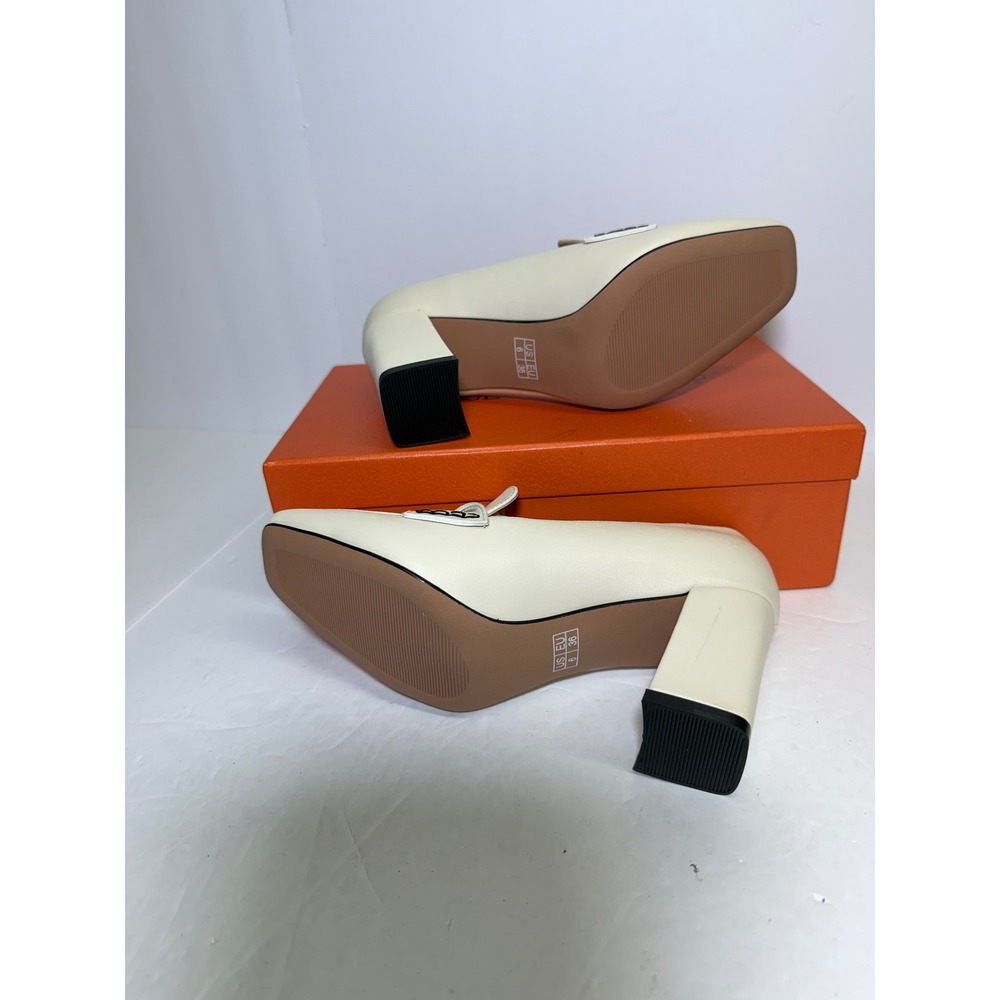 Grace Every Step Womens Cream Block Heel Loafers Square Toe Pumps Size 6 EU 36 - Picture 4 of 8